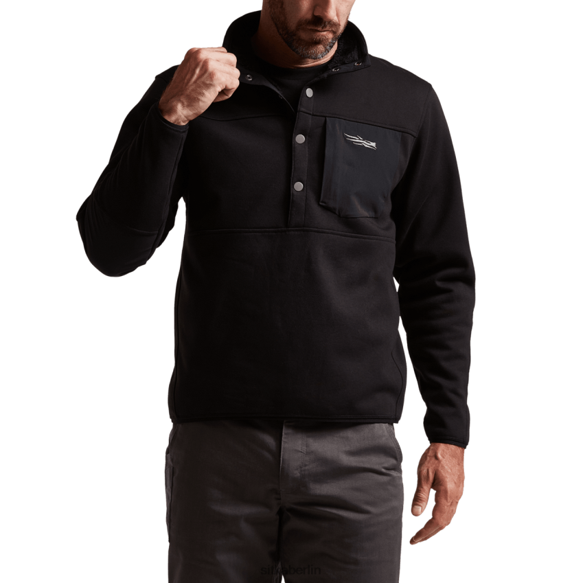 Spitzen de SITKA Gear Männer Snap-Fleece im vorderen Bereich Schwarz ZPVJL0204